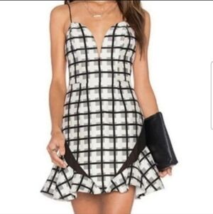 NBD Black and White Checkered Mini Dress